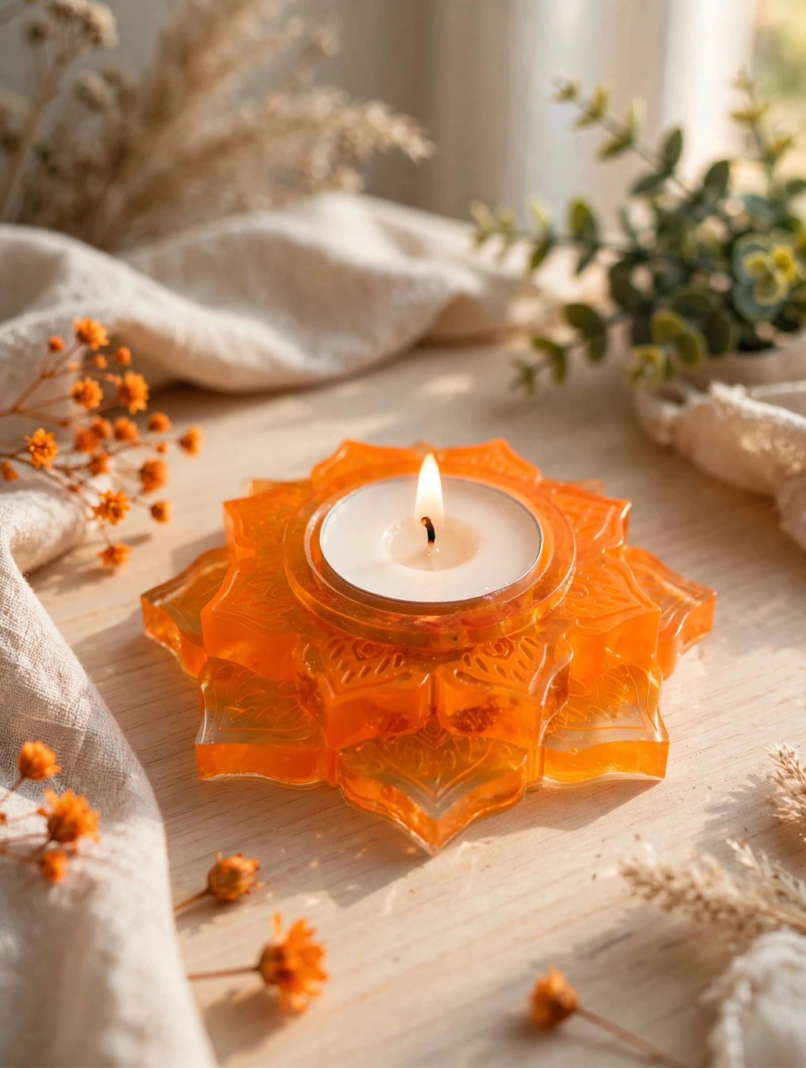 Bougeoir fleur de lotus plat 